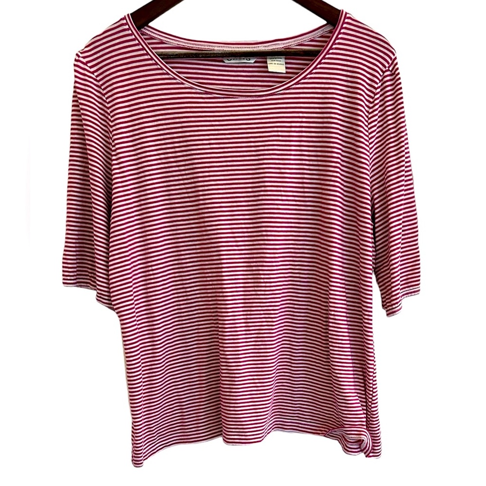 Orvis striped 3/4 sleeve casual top women XL